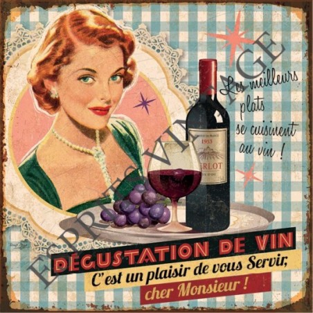 Dessous de plat 20x20 cm une affiche publicitaire ambiance pin-up pour du vin
