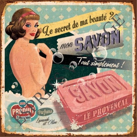 Plateau métal 18 x 24 cm un décor publicitaire style années 60 pour une marque de savon