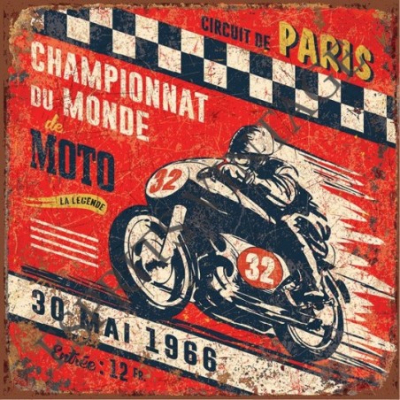 Plateau métal 18 x 24 cm championnat du monde moto 1966