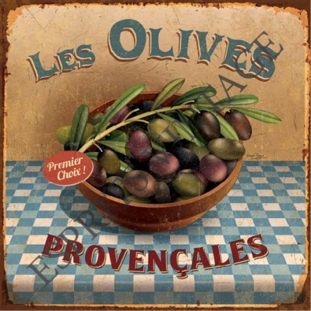 Patère 12 x 30 cm un bol d'olives sur une nappe à carreaux