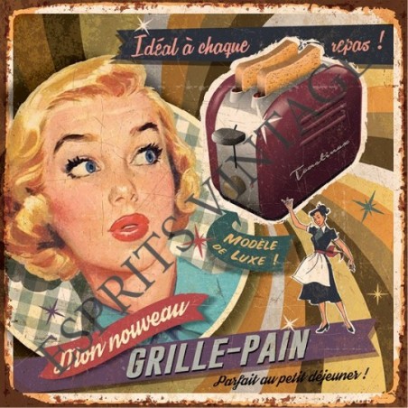 Patère 12 x 30 cm Une publicité de pin-up nous présentant un grille pain