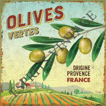 Set de table 30x42 cm une branche d'olivier de Provence et ses olives vertes