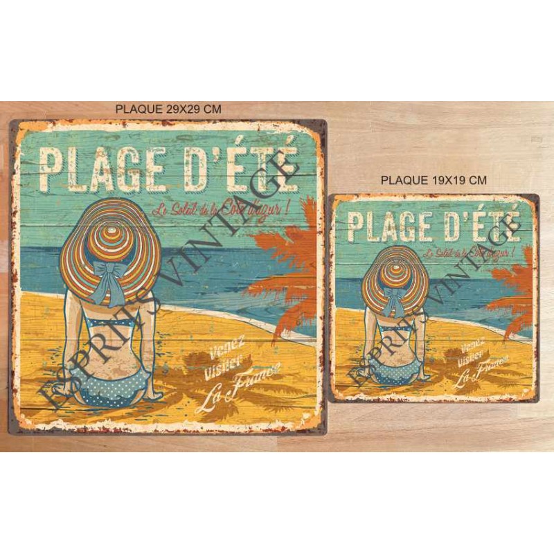 Plaque Métal Déco Vintage - EFFET RELIEF - Relax Time - Plage