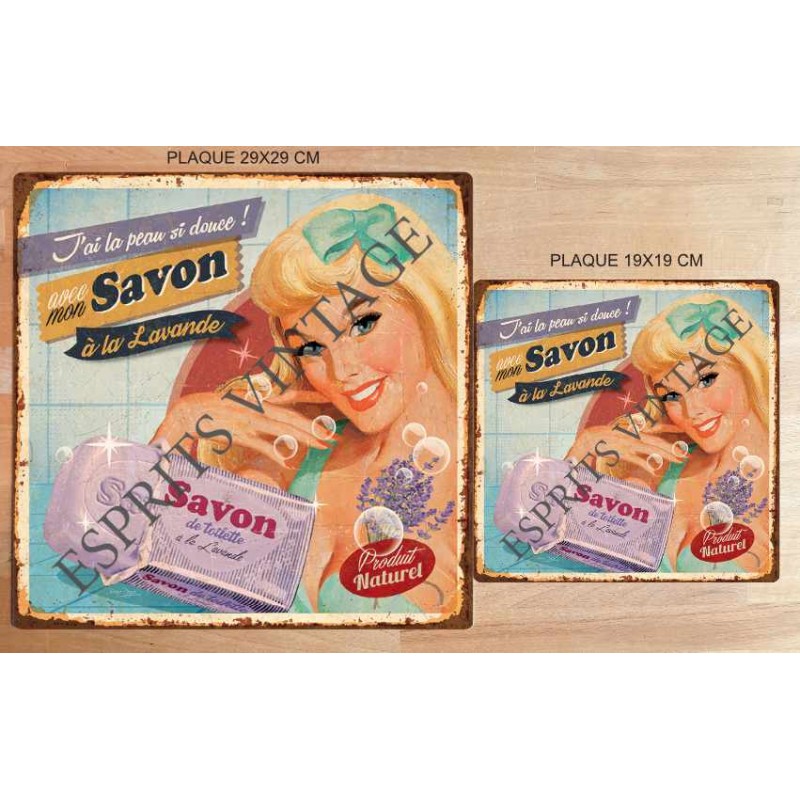 Plaque Métal 29x29 29 X 29 Cm Affiche Publicitaire De Pin Up Pour Du Savon Provencale Esprits 