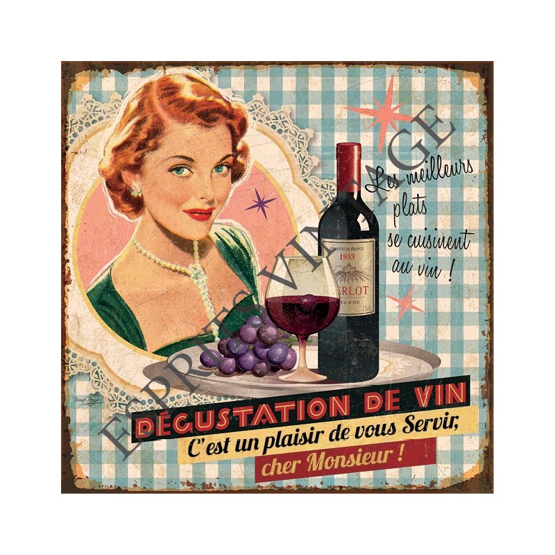 Affiches de vin et champagne - Style vintage - Plaque murale publicitaire  en métal - Plaque décorative en métal - 20,3 x 30,5 cm - Format A5 :  : Cuisine et Maison