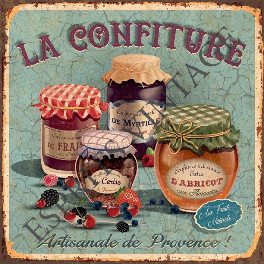 Plaque Métal 19 X 19 Cm La Confiture Artisanale De Provence Esprits Vintage 