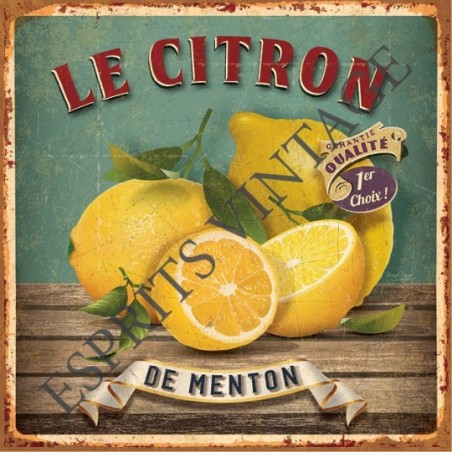 Plaque métal 29x29 29 x 29 cm le célèbre citron de menton