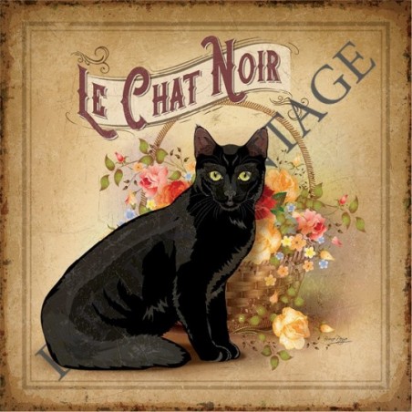 Plaque métal 29x29 29 x 29 cm le chat noir authentique