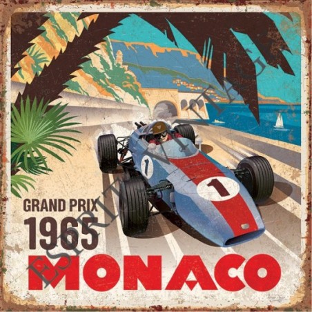 Plaque métal 29x29 29 x 29 cm le grand prix de monaco 1965